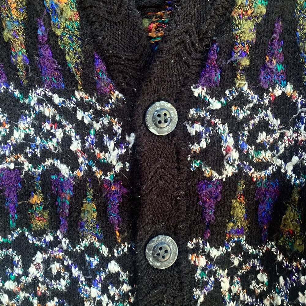 Vintage Concrete Mix 90s cardigan button down sweater multicolor grandpa Men's S - Picture 2 of 7